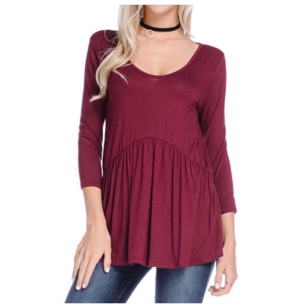 Dark Red Flowy Top